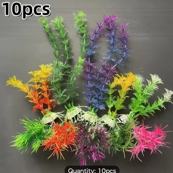 X10 Aquarium Plastic Plants Fish Tank Decoration MULTIPLE STYLES COLOURS