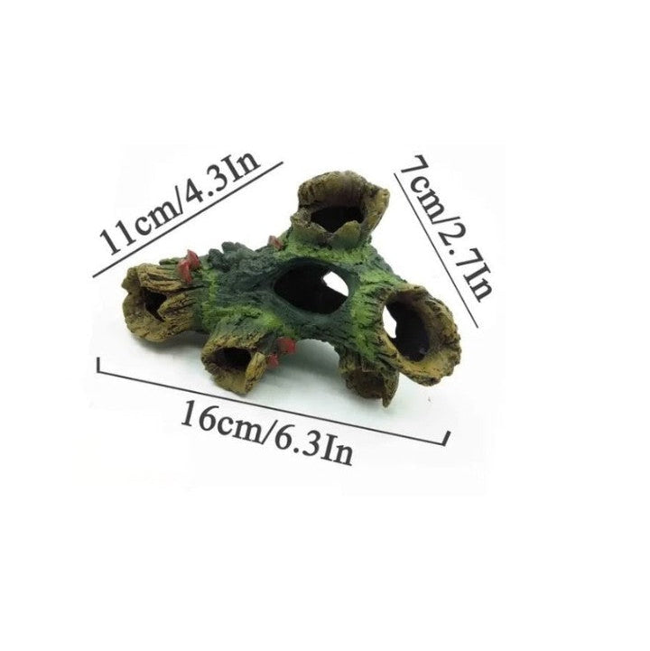 Fish Tank Aquarium Cave Resin Trunk Ornament Tank Small Fish Shrimp Hideaway