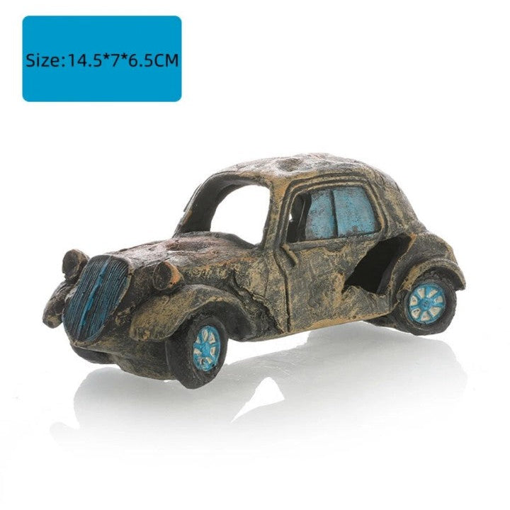 Car Wreck Aquarium Decoration Fish Tank Fish Hideout Unique Aquarium Ornament