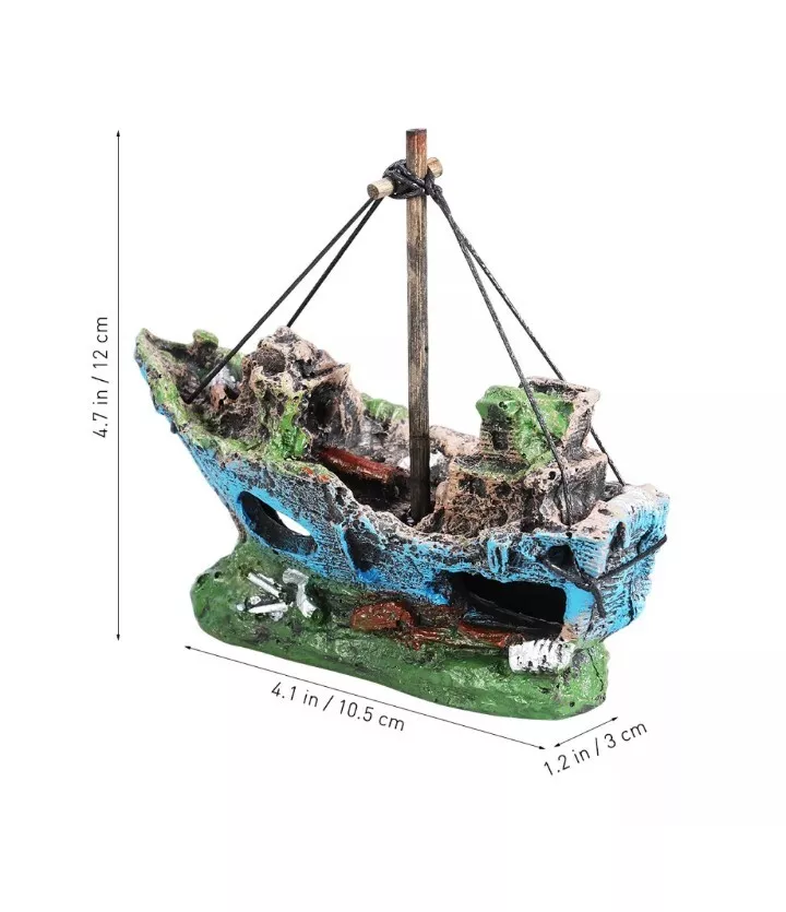 Aquarium Decoration Boat Aquarium Ship Air Split Shipwreck Nano Fish Tank Decor'