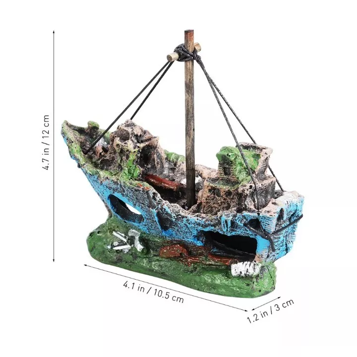 Aquarium Decoration Boat Aquarium Ship Air Split Shipwreck Nano Fish Tank Decor'
