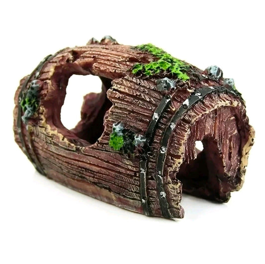 Artificial Barrel Cave Aquarium Ornament for Fish Tank Decor