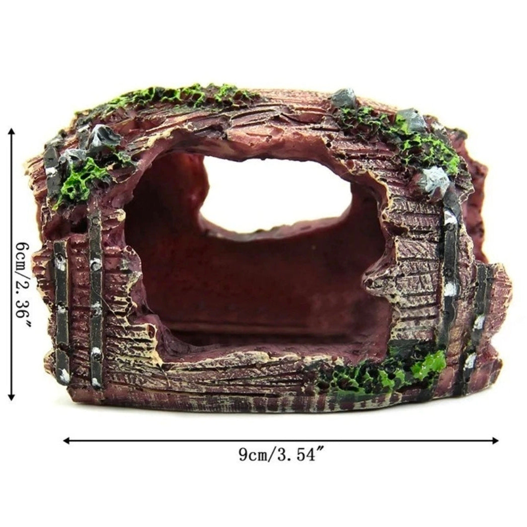 Artificial Barrel Cave Aquarium Ornament for Fish Tank Decor