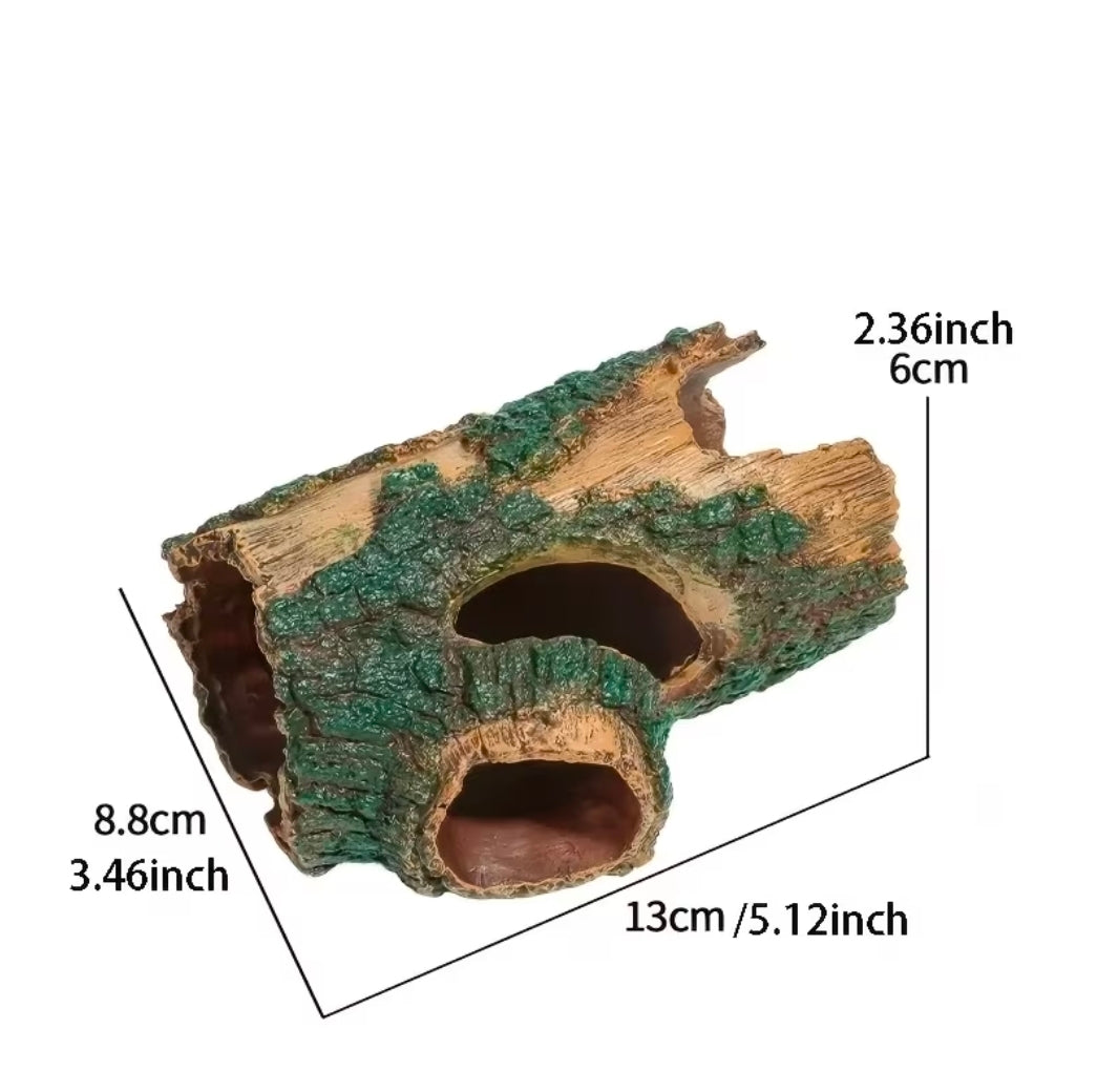 Log Cave Tree Stump Moss Branch Hideaway Fish Tank Aquarium Vivarium Ornament