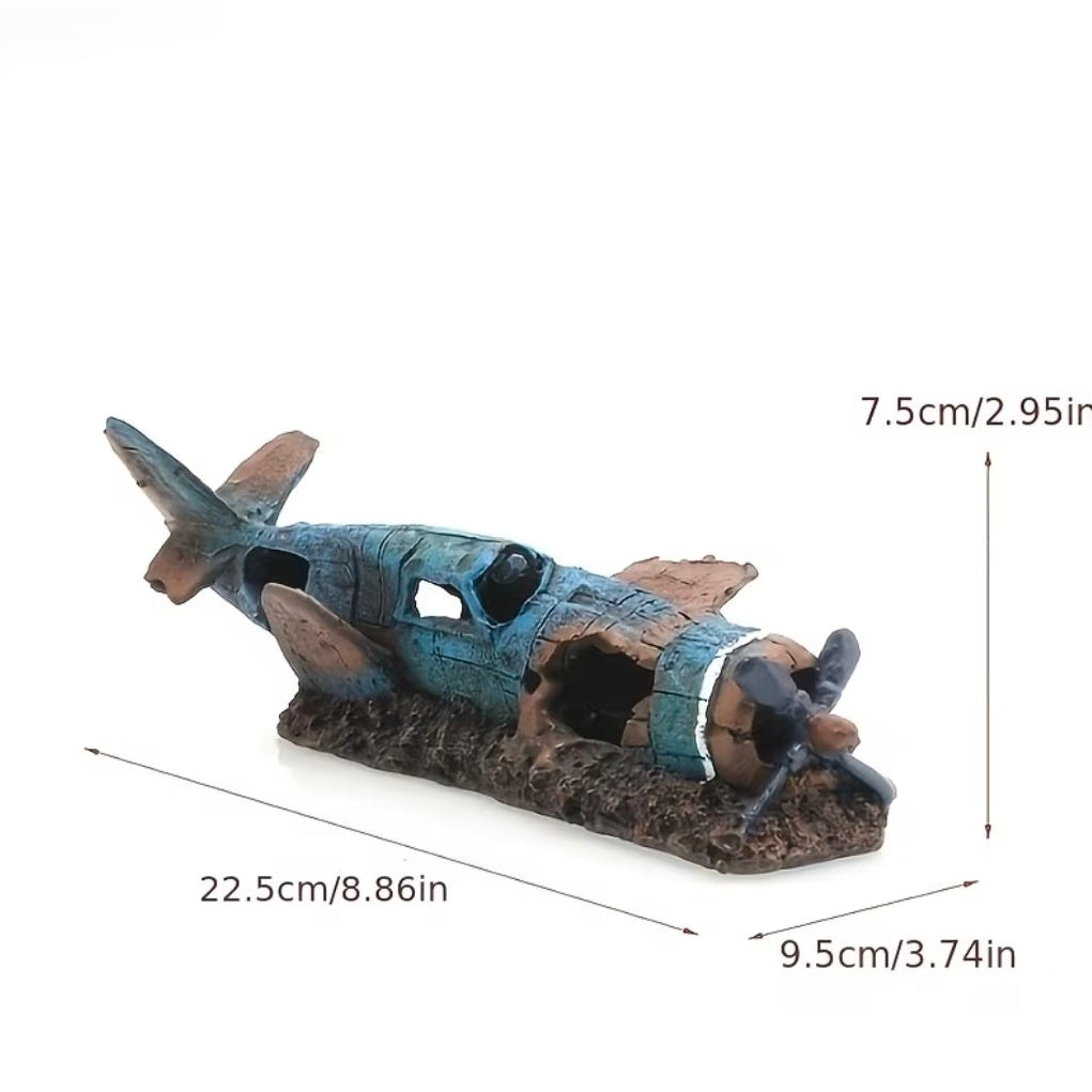 Fish Tank Plane Decoration Aquarium Ornament Fighter Plane Resin Wreck Airplane