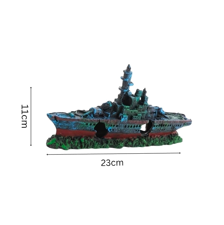 Sunken Shipwreck Aquarium Ornament–Broken Battleship Fish Tank Decoration