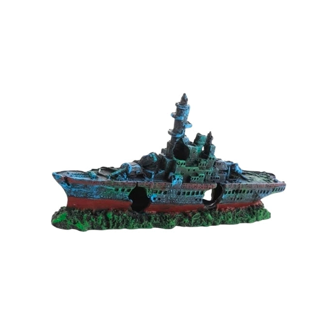Sunken Shipwreck Aquarium Ornament–Broken Battleship Fish Tank Decoration