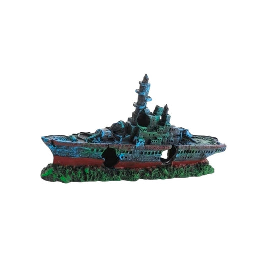 Sunken Shipwreck Aquarium Ornament–Broken Battleship Fish Tank Decoration