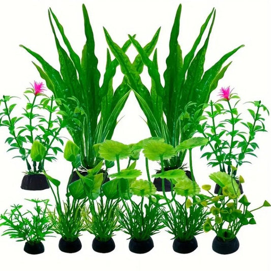 Fish Tank Plants, 10pcs Aquarium Decor Green Plants Artificial Aquarium Plants