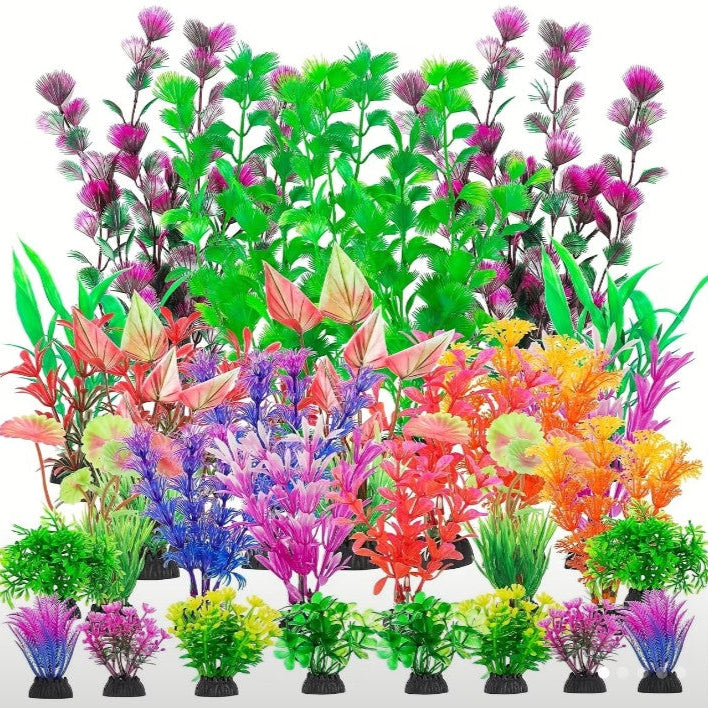 Fish Tank Plants 30pcs Aquarium Decor Green Plants Artificial Aquarium
