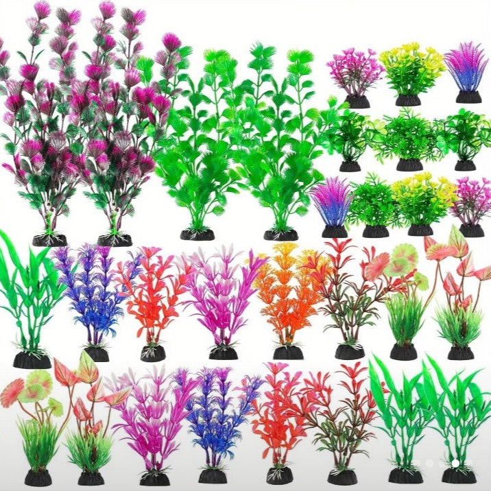 Fish Tank Plants 30pcs Aquarium Decor Green Plants Artificial Aquarium