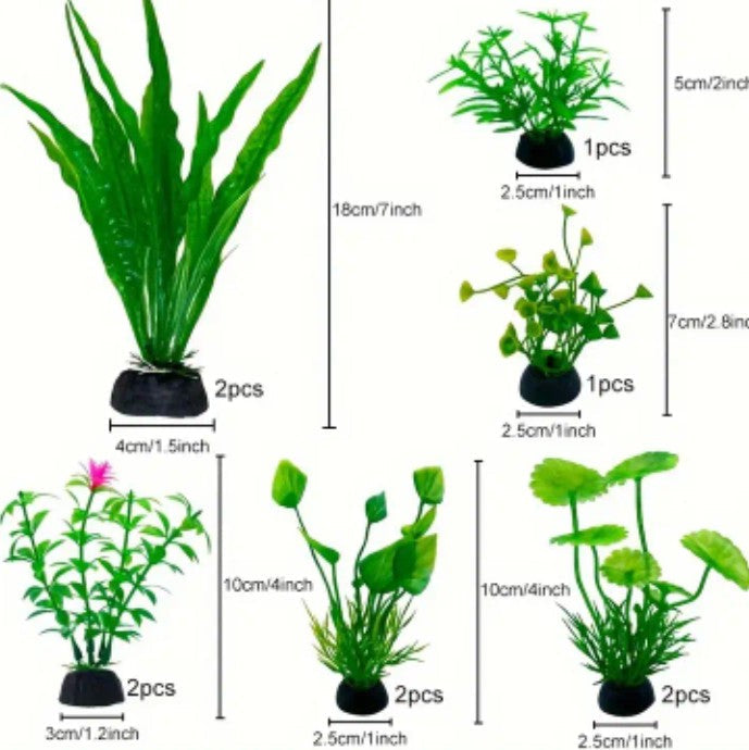 Fish Tank Plants, 10pcs Aquarium Decor Green Plants Artificial Aquarium Plants