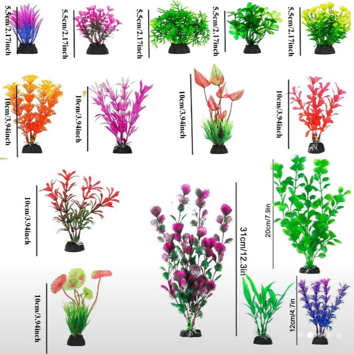 Fish Tank Plants 30pcs Aquarium Decor Green Plants Artificial Aquarium